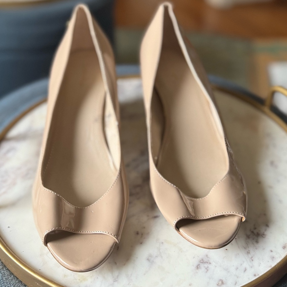 Calvin Klein Beige Peep-Toe Heels